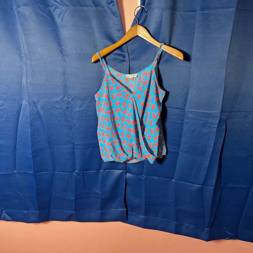 Pink Rose Blue and Pink Patterned Top